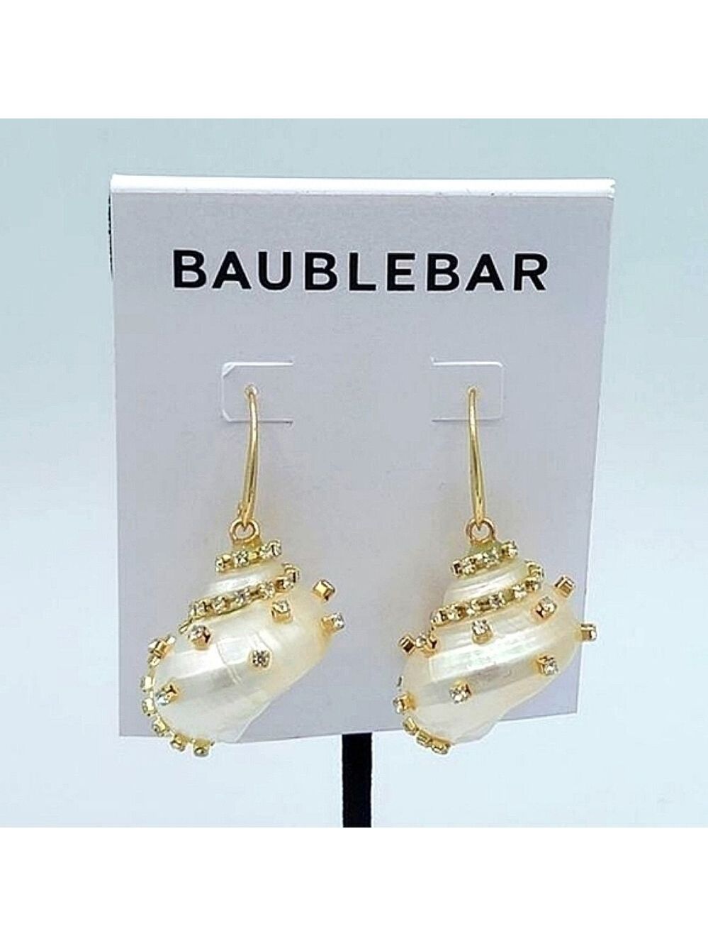 Baublebar Earrings Snail Shell Goldtone Crystal Earrings #538